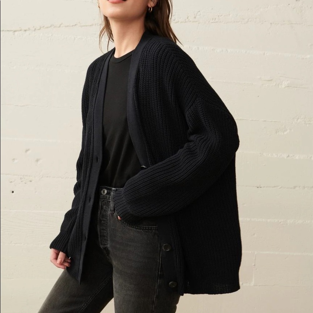 Jenni Kayne Cotton Cocoon Cardigan Black Small